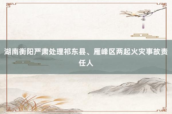 湖南衡阳严肃处理祁东县、雁峰区两起火灾事故责任人