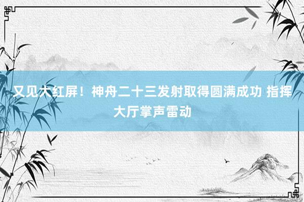 又见大红屏！神舟二十三发射取得圆满成功 指挥大厅掌声雷动