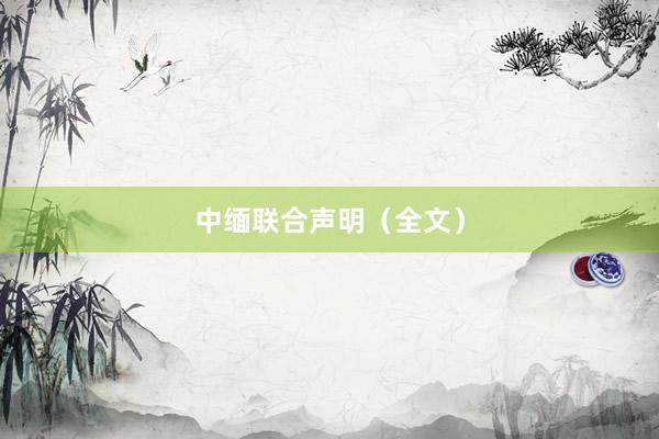 中缅联合声明（全文）