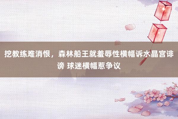 挖教练难消恨，森林船王就羞辱性横幅诉水晶宫诽谤 球迷横幅惹争议