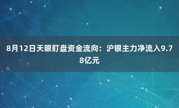 8月12日天眼盯盘资金流向：沪银主力净流入9.78亿元