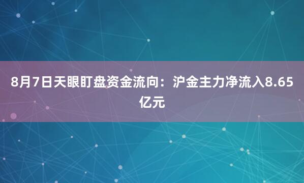 8月7日天眼盯盘资金流向：沪金主力净流入8.65亿元
