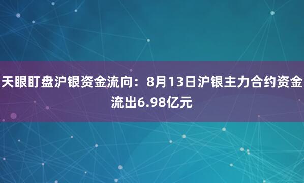 天眼盯盘沪银资金流向：8月13日沪银主力合约资金流出6.98亿元