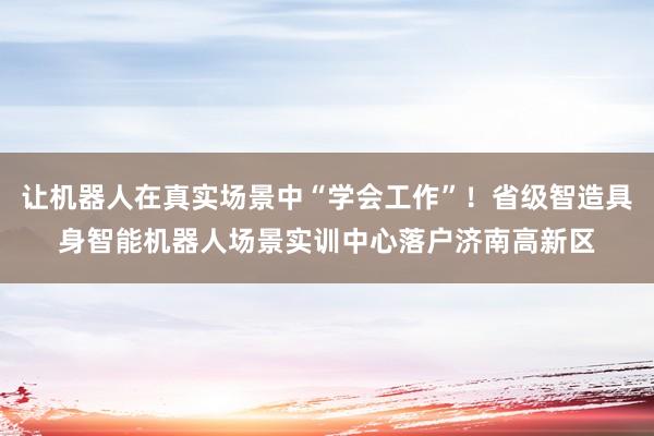 让机器人在真实场景中“学会工作”！省级智造具身智能机器人场景实训中心落户济南高新区