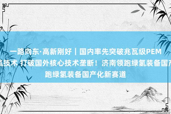 一路向东·高新刚好｜国内率先突破兆瓦级PEM电解水制氢技术 打破国外核心技术垄断！济南领跑绿氢装备国产化新赛道