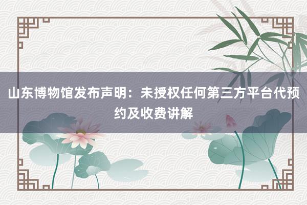 山东博物馆发布声明：未授权任何第三方平台代预约及收费讲解
