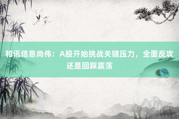 和讯信息尚伟：A股开始挑战关键压力，全面反攻还是回踩震荡