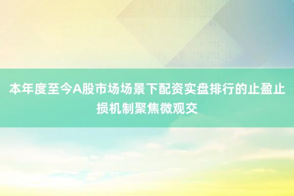 本年度至今A股市场场景下配资实盘排行的止盈止损机制聚焦微观交