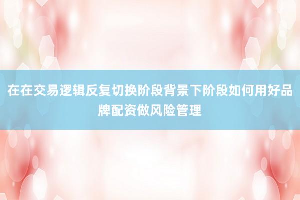 在在交易逻辑反复切换阶段背景下阶段如何用好品牌配资做风险管理