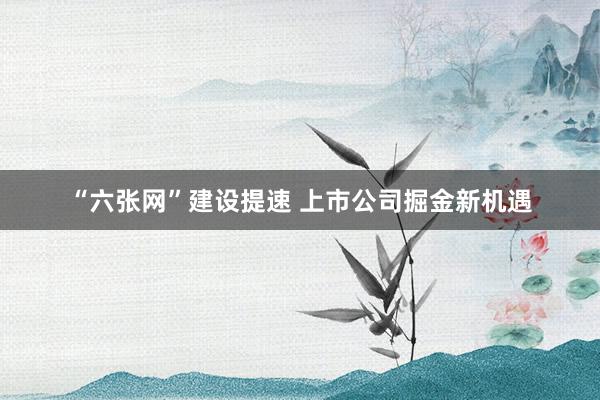 “六张网”建设提速 上市公司掘金新机遇