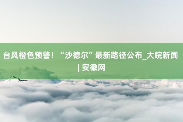 台风橙色预警！“沙德尔”最新路径公布_大皖新闻 | 安徽网
