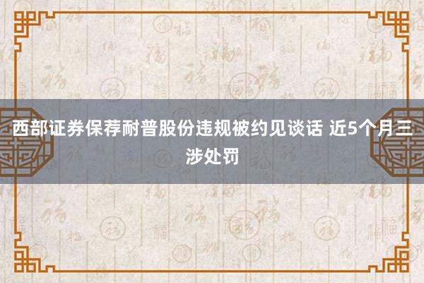 西部证券保荐耐普股份违规被约见谈话 近5个月三涉处罚