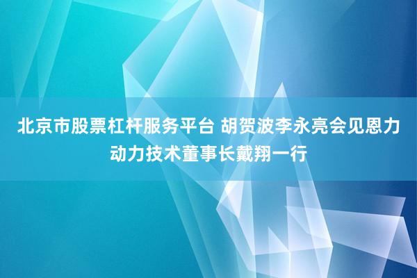 北京市股票杠杆服务平台 胡贺波李永亮会见恩力动力技术董事长戴翔一行