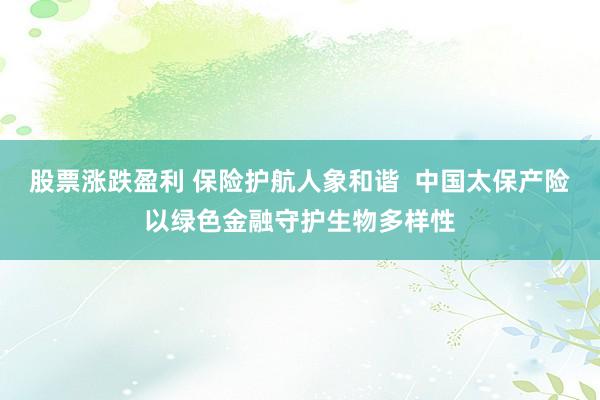 股票涨跌盈利 保险护航人象和谐  中国太保产险以绿色金融守护生物多样性