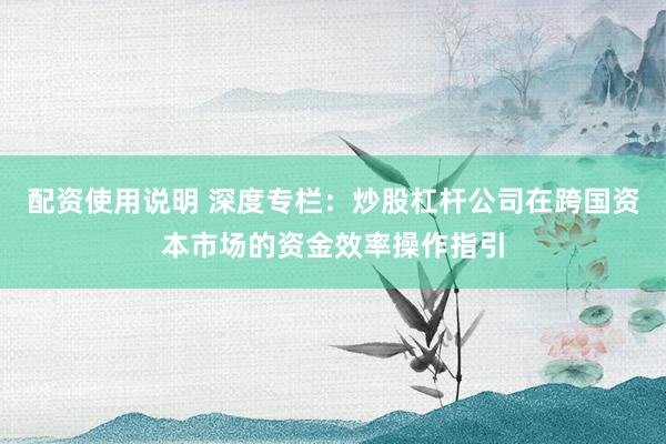 配资使用说明 深度专栏：炒股杠杆公司在跨国资本市场的资金效率操作指引