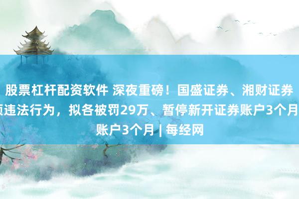 股票杠杆配资软件 深夜重磅！国盛证券、湘财证券同因三项违法行为，拟各被罚29万、暂停新开证券账户3个月 | 每经网