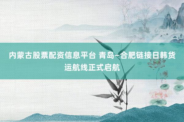 内蒙古股票配资信息平台 青岛—合肥链接日韩货运航线正式启航