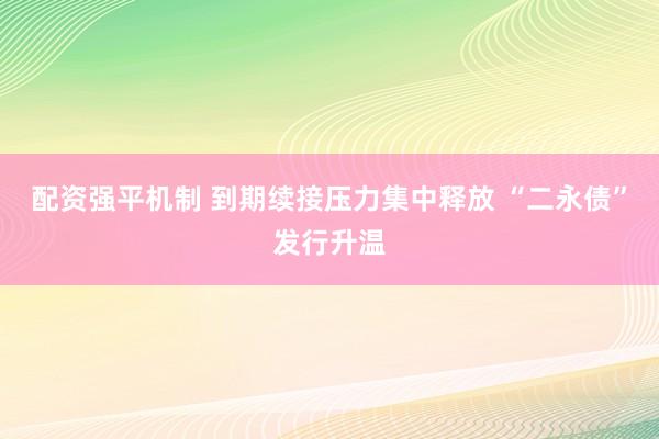 配资强平机制 到期续接压力集中释放 “二永债”发行升温