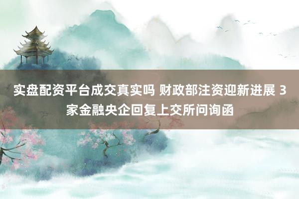 实盘配资平台成交真实吗 财政部注资迎新进展 3家金融央企回复上交所问询函